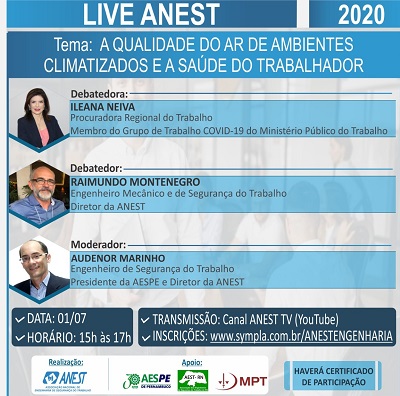 Live ANEST: A qualidade do ar de ambientes climatizados e a saúde do trabalhador Live ANEST: A qualidade do ar de ambientes climatizados e a saúde do trabalhador