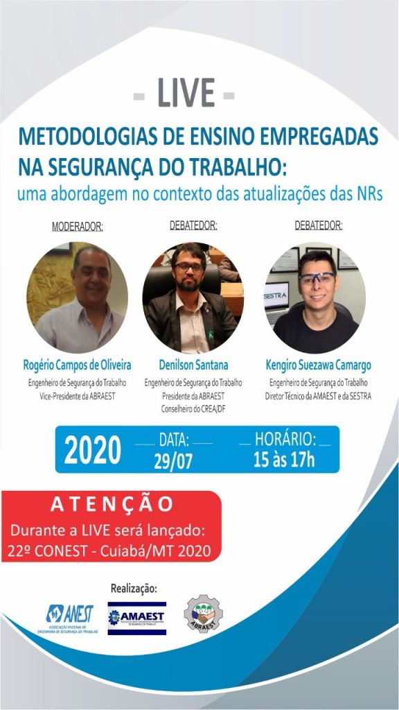 LIVE “Metodologias de Ensino Empregadas na Segurança do Trabalho: Uma Abordagem no Contexto das Atualizações das NRs” LIVE “Metodologias de Ensino Empregadas na Segurança do Trabalho: Uma Abordagem no Contexto das Atualizações das NRs”