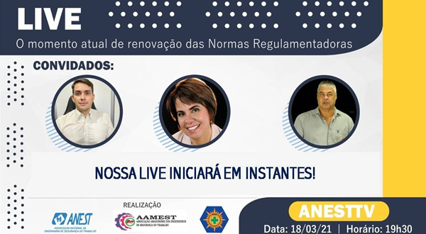 A Live “O momento atual de renovação das Normas Regulamentadoras” é realizada pela ANEST