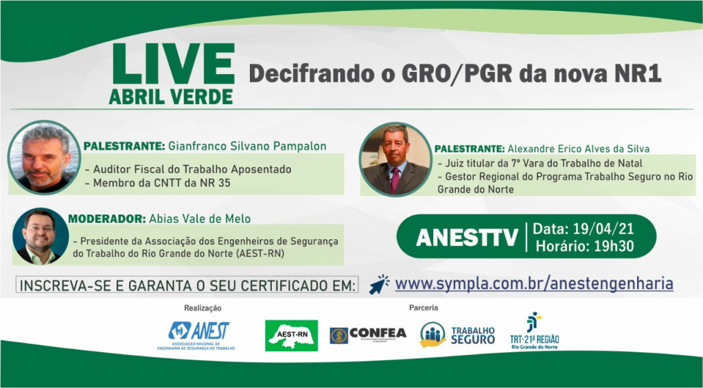 Live “Decifrando o GRO/PGR da nova NR 1” Live “Decifrando o GRO/PGR da nova NR 1”